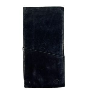 Dockers Travel Leather Bi-Fold Wallet Distressed Black Document Passport Holder